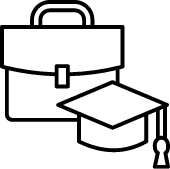 icon of briefcase and graduation cap