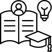 education icon with book and graduation cap